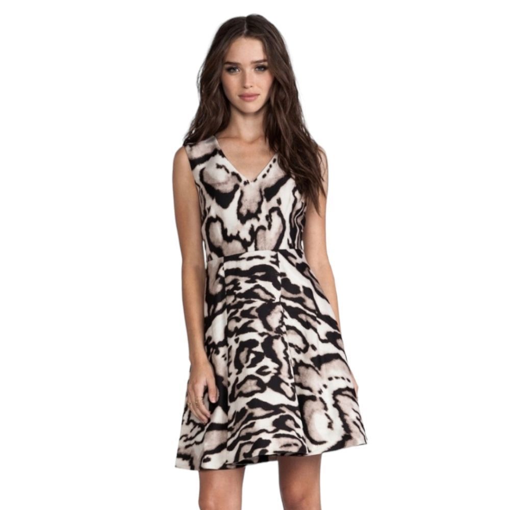 NWT Diane Von Furstenberg Renna Leopard Bark Print Wool & Silk Blend Dress Sz 14